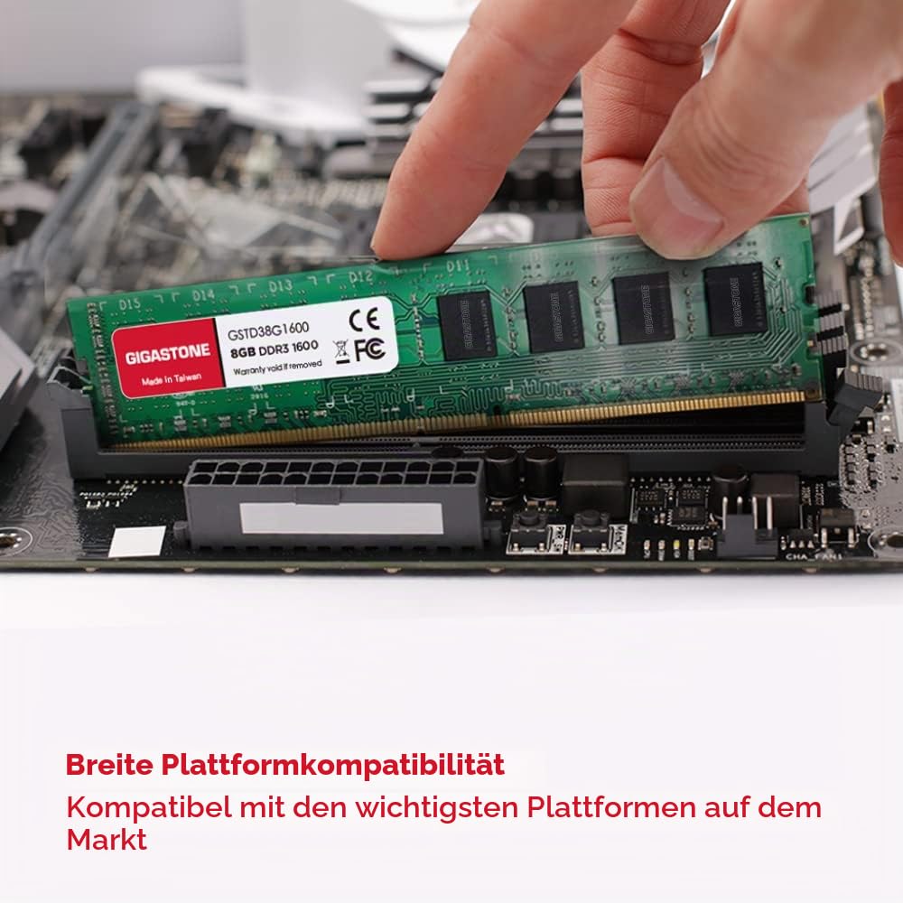 【DDR3 RAM】 GIGASTONE 32GB Kit (4x8GB) DDR3/DDR3L 1600MHz (1333MHz) PC3-12800 (PC3-10600) CL11 1.35V/1.5V 2Rx8 UDIMM 240 Pin Nicht-ECC ungepuffert PC Desktop Hochleistung Arbeitsspeicher Upgrade 5