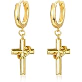 Cross Earrings 925 Sterling Silver Cross Dangle Earrings Christianity Jewelry Gift for Men Women