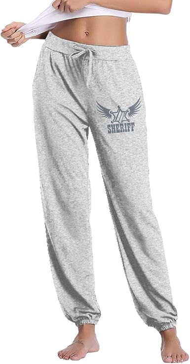 DTLXJHON Womens' Sheriff Leisure All Cotton Sports Long Pants Elastic