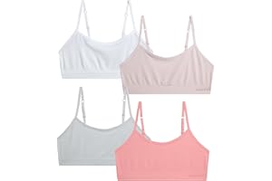 Danskin Girls Training Bras - 2/3/4 Pack Breathable Padded Bralette Underwear for Girls with Adjustable Straps (Sizes: 30-36)