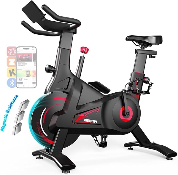 Bluearth Heimtrainer Fahrrad mit Magnetischem Widerstand, Hometrainer Fahrrad mit Smart App, Leise & Bequem Indoor Spinning Bike mit Immersivem Erlebnis und Live-Kursen, Max. 150KG