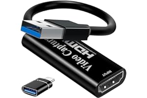 Papeaso Video Capture Cards, 4K HDMI Video Capture Device, 1080P HD 30fps Live and Record Video Audio Grabber for Gaming, Str