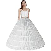 Babyonline Fluffy Petticoats for Women Floor Length 6 Hoop Skirt Crinoline Slips Long Underskirt for Quinceanera Dresses