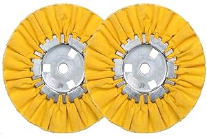 INFUN 8" Yellow Airway Buffing Wheel,5/8'' Arbor Hole,12 Plys/Hard Polishing for Angle Grinder,2PCS