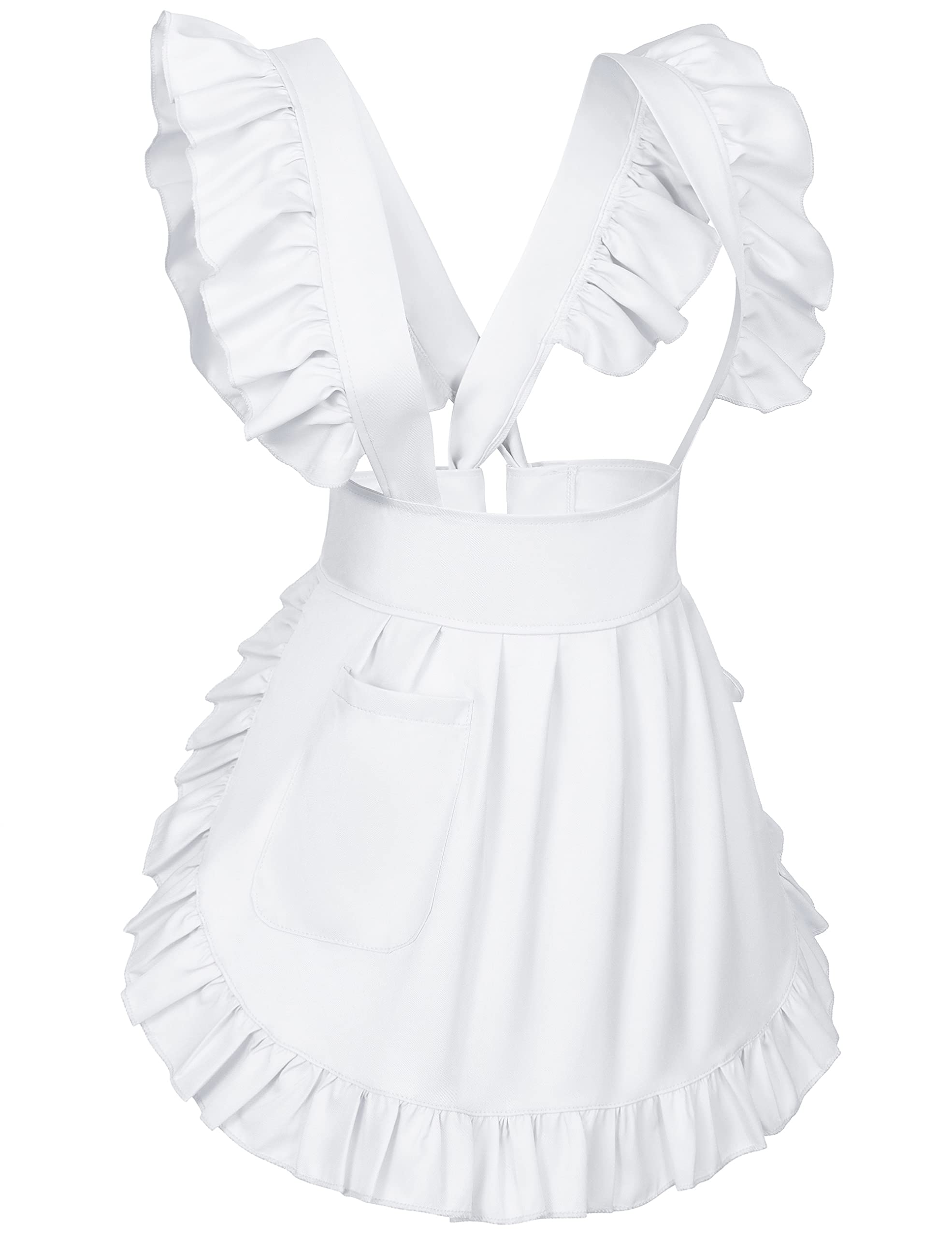 Mua Adjustable Retro Ruffle Maid Costume Apron Pockets With French ...