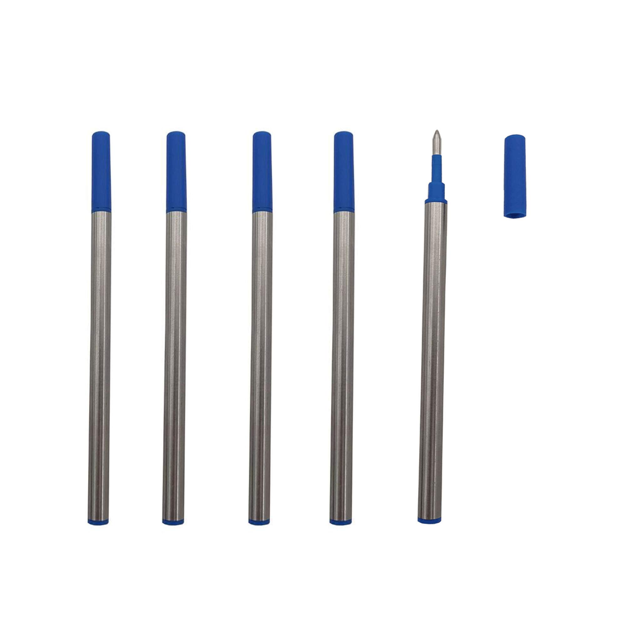 Accod Ballpoint Pen Refills Rollerball Gel Refills 0.5MM Universal Replaceable Refills Gel Ink RollBall Refills- 5 Pack Smooth Writing Ballpoint Pen Refills (Blue-0.5mm)