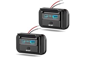 2PCS 12V RV USB Outlet with Power Switch, Vadaxx 54W Dual PD3.0 Type-C & Quick Charge QC3.0 USB-A Port Panel Wall Mount Cap, Car USB Socket Charger Adapter for RV Marine Boat Bus ATV Motorcycle Truck
