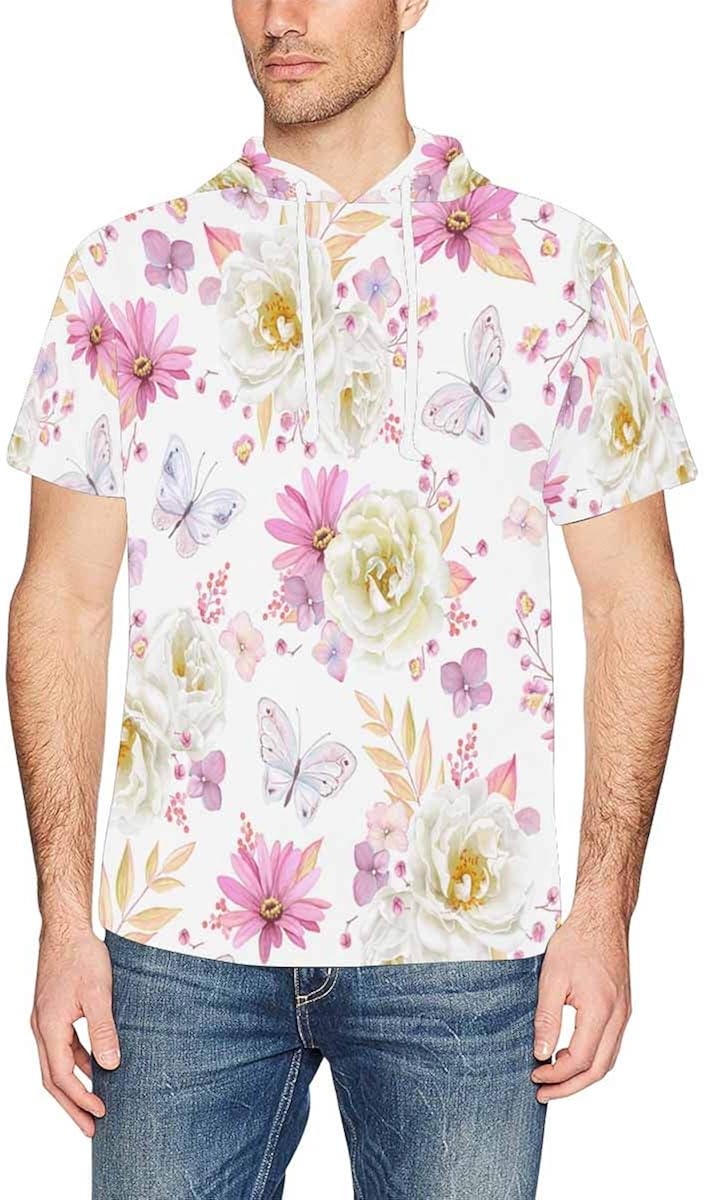 INTERESTPRINT Mens Hoodies Shirts White 