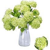 GREENTIME Artificial Hydrangea Flowers 1 Pack Fake Hydrangea Bouquet with 7 Head 3.15” Tiny Hydrangea for Wedding Bouquet Party Home Decor DIY Baby Shower Centerpieces Tables Decoration(Green)
