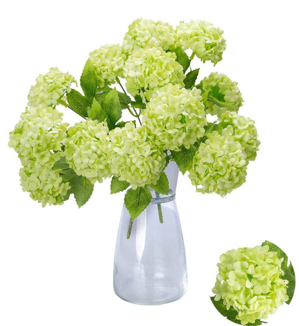Photo 1 of GREENTIME 13” Artificial Hydrangea Flowers Fake Hydrangea Bouquet with 7 Head 3.15” Tiny Hydrangea for Wedding Bouquet Party Home Decor DIY Baby Shower Centerpieces Tables Decoration(Green)