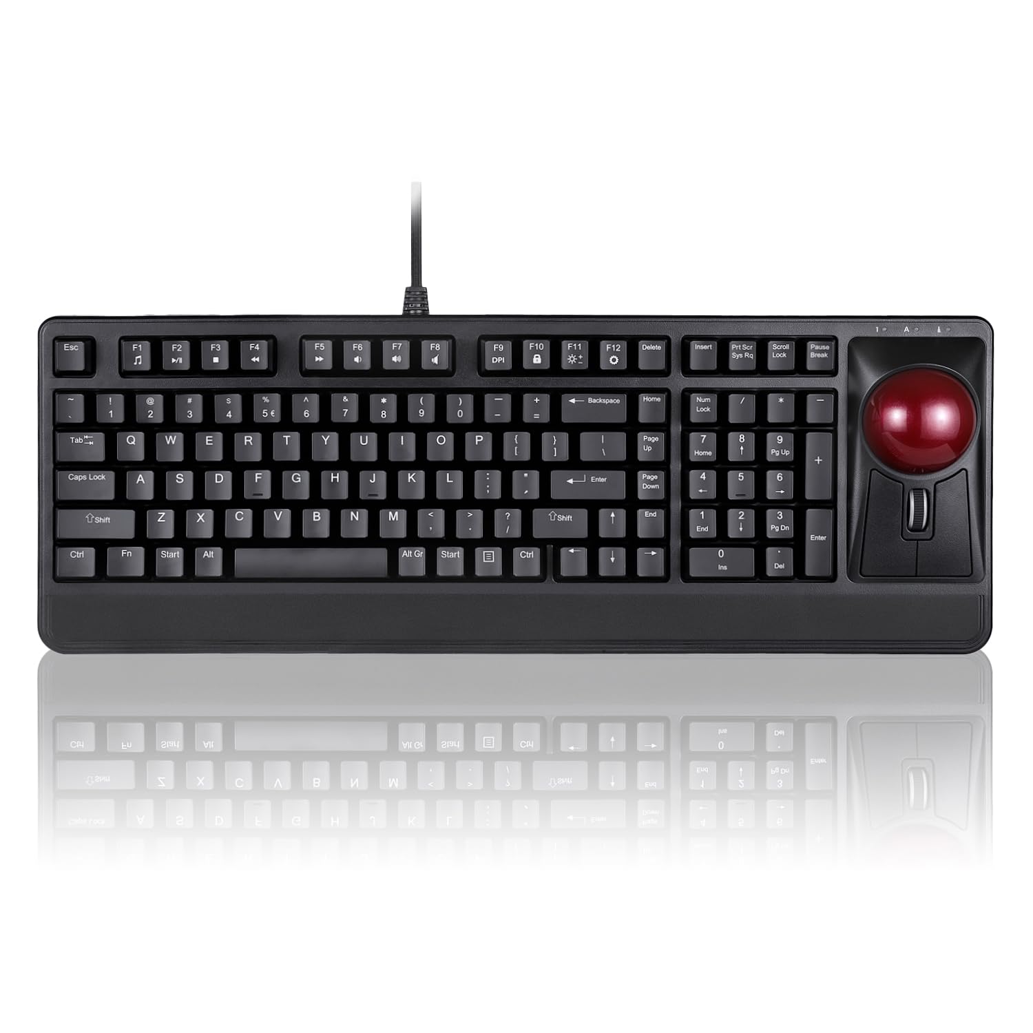 Perixx PERIBOARD-522 Wired Trackball Mechanical Keyboard, Built-in 2.17 Inch Trackball with Pointing and Scrolling Feature, US English Layout