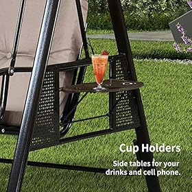 PURPLE LEAF 2-Seat Deluxe Outdoor Patio Porch Swing with Weather Resistant Steel Frame, Adjustable Tilt Canopy, Cushions… 6117Ytif9qL