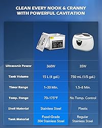 CREWORKS 15L Ultrasonic Cleaner with Knob, Total