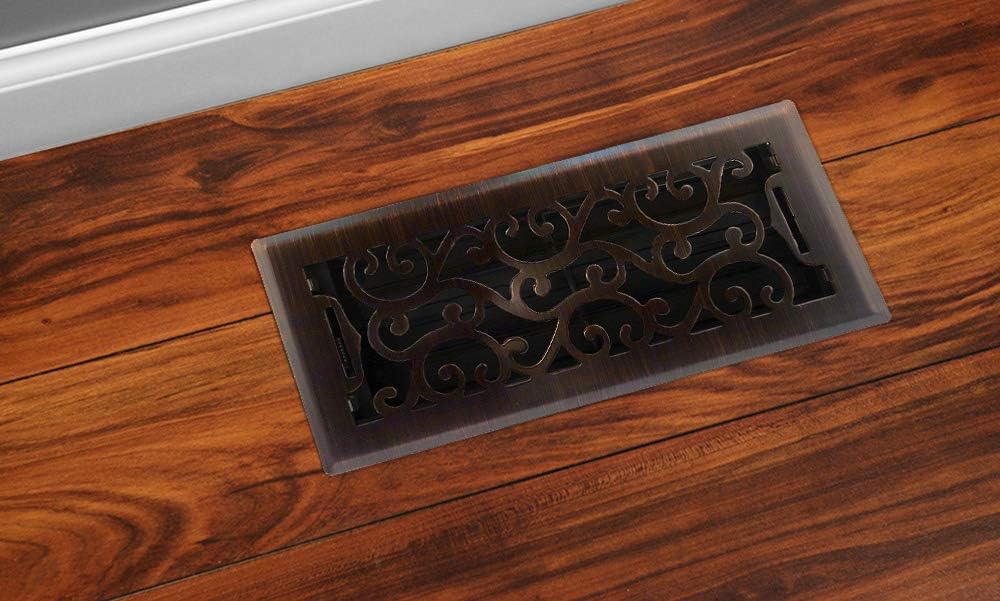 Accord AMFRRBC410 Charleston Floor Register, 4-Inch x 10-Inch(Duct Opening Measurements), Dark Oil-Rubbed - - 