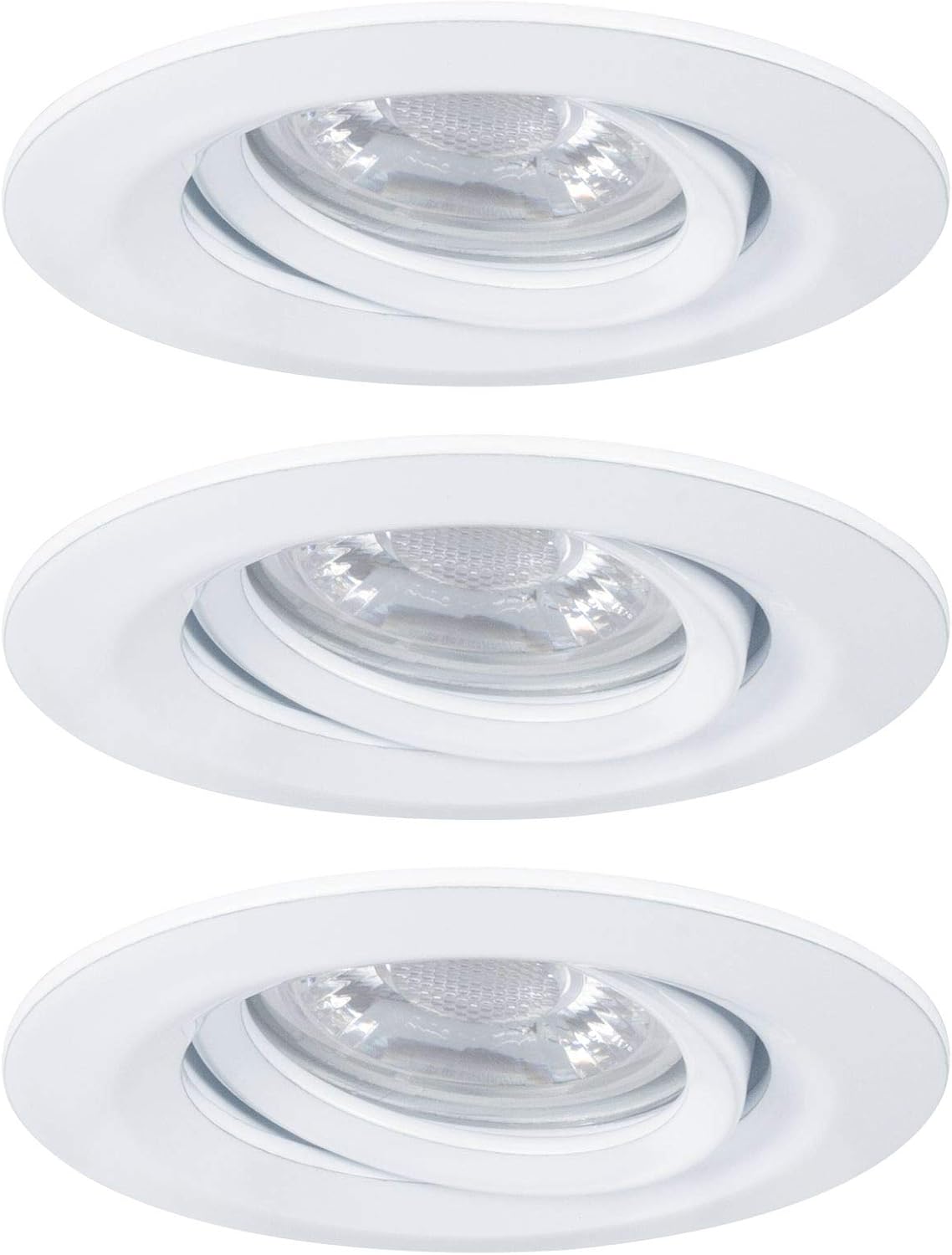 Paulmann 92971 Nova mini Plus LED recessed luminaire Coin EasyDim Round swivelling incl. 3x4.2 watt dimmable recessed Ceiling Spotlight White matt recessed lamp Aluminium Warm White 2700 K
