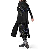 CORAMOON Women Long Cardigans Lightweight Mystical Gothic Open-Front Cardigan Sweater Casual Fall Outfits Hooded Coat