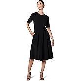 Maggy London Womens Short Sleeve Double Pleat Midi DressDress