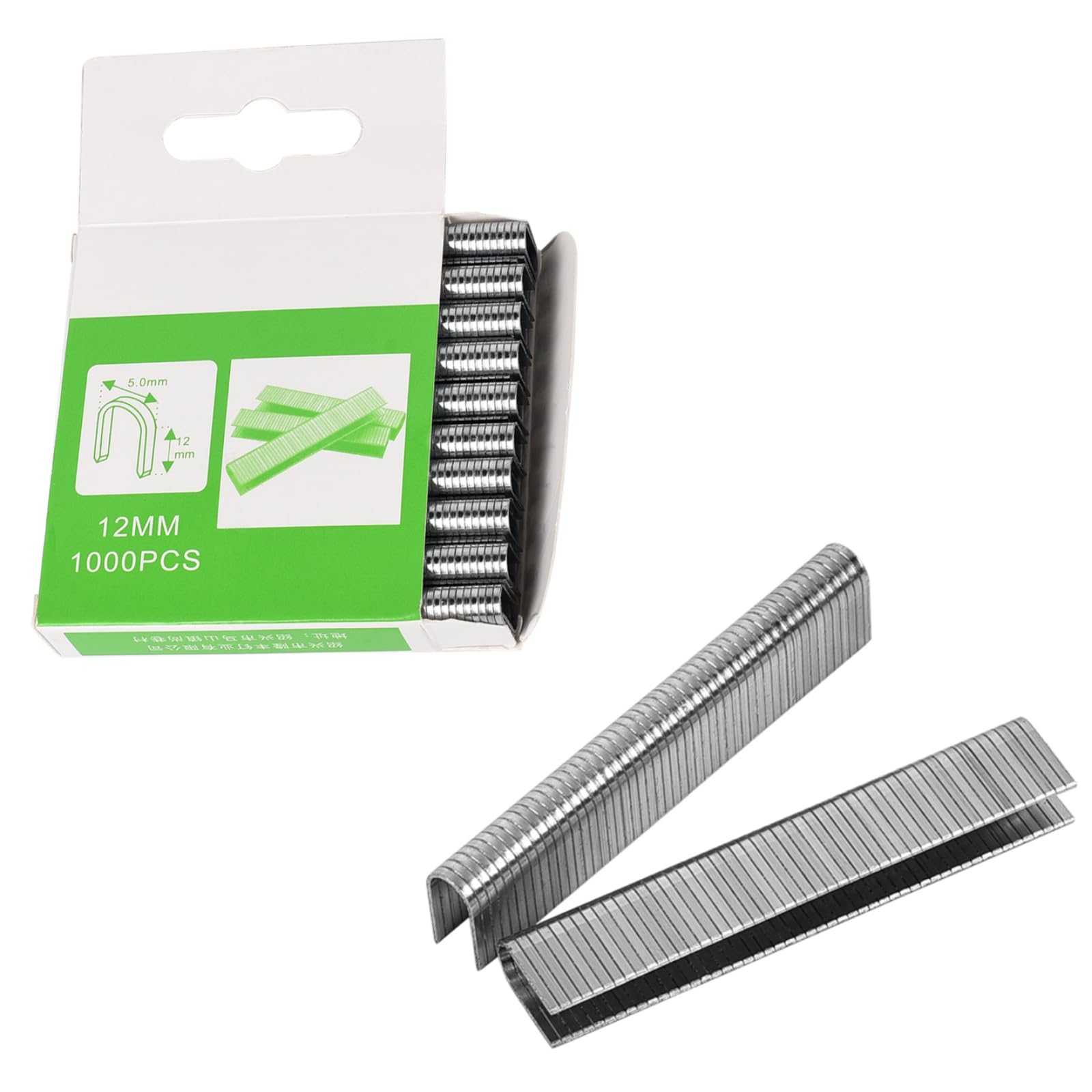 U Type Staples 12mm Staples Heavy Duty Universal Standard Nails for Decoration, Carpentry, Furniture, Billboards (1 Box, 1000Pcs/ Box)