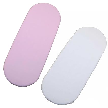 2 x Deluxe Moses Korb Spannbettlaken 100% Baumwolle Weiß/Pink