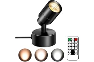 FZWLE 1 Pack Dimmable Spot Lights Indoor, Uplighting Indoor Spotlight with Timer and Remote, 3000K/4000K/5000K Adjustable LED Up Lights, Spot Lights Indoor Accent Uplighting for Plants