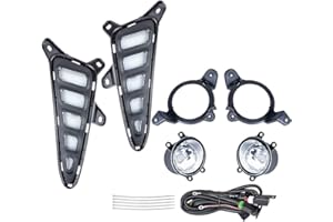 Astra Depot Daytime Running Light w/Dynamic Sequential Turn Signal V1 Style + Fog Lamps w/Bulbs Compatible for 2016-2019 Toyota C-HR Front Bumper