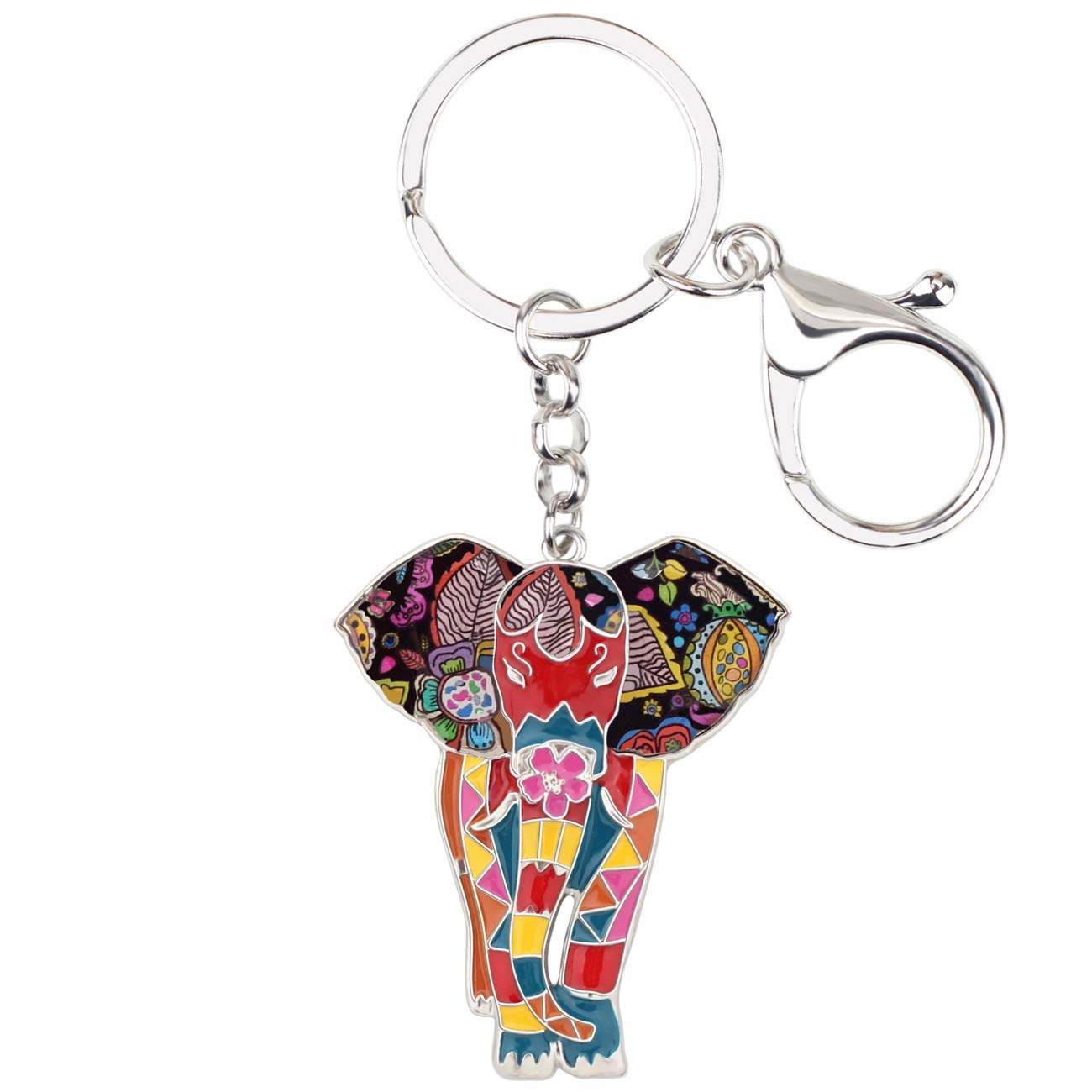 WEVENI Enamel Alloy Anime Elephant Keychains Key Ring Charm Jewelry For Women Girls Lady Bag Car Purse (Multicolor)