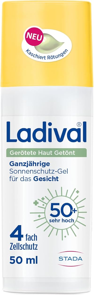 Ladival® Gerötete Haut Getönt Sonnenschutz-Gel LSF 50+ Gesicht, bei Neigung zu Rosacea & Couperose, tönende Creme gegen Rötungen, beruhigende Pflege, lindert Irritationen und Brennen, 50ml