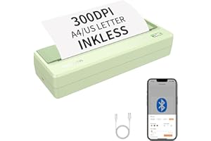 Rongta Portable Printer Wireless for Travel,300Dpi Bluetooth Inkless Thermal Small Printer for Office/School/Home Use,Compatible with Android,iOS & Laptop,Support 8.5" X 11" US Letter