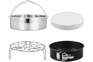 Steamer Basket, Egg Rack Holder, 7" Non-stick Springform Cake Pan, 50 Pcs Cake Paper for Instant Pot Accessories, Vegetable F