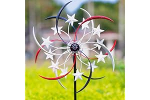 DREAMYSOUL Wind Spinners Outdoor, Patriotic Wind Spinner, 64 Inch Tall Wind Spinners Outdoor Metal Large, Red White and Blue Wind Spinners for Yard and Garden Outside Patio Lawn Fourth of July Decor