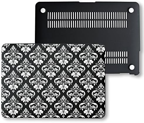 MacBook Pro Retina 13 Case, PU Leather Black Hard Shell Snap On Case Cover Only Fits on MacBook 13 inch Pro Retina Display (A1502 &amp; A1425) (Damask)
