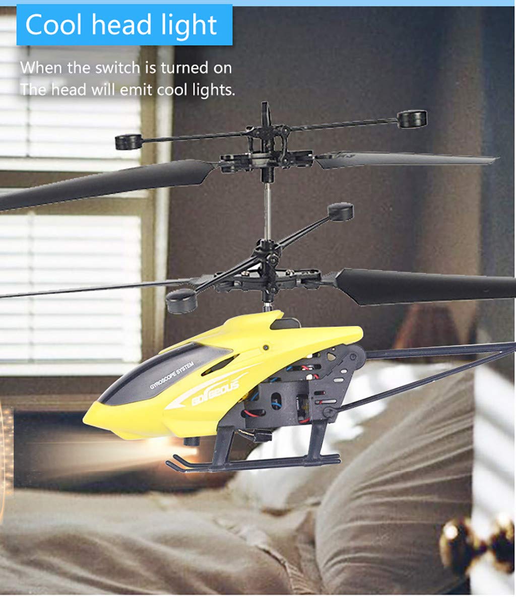 Ahagogo Mini Helicopter Remote Control Helicopter RC Infraed Induction Helicopter Aircraft Flashing Light Toys Brithday Gift (14.5x 6.5 cm, Yellow)