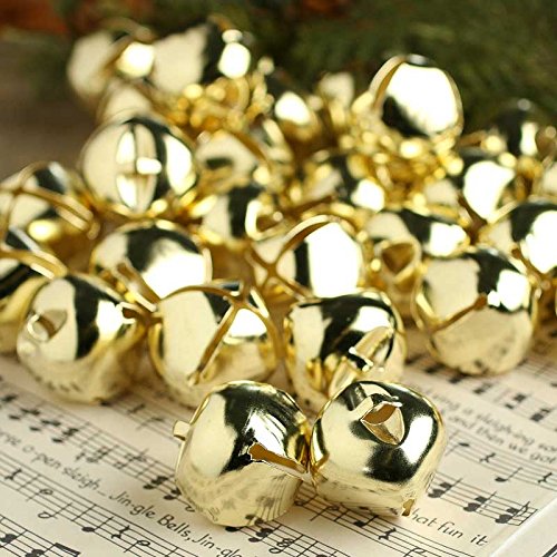 Package of 72 Shiny Gold Jingle Bells for Embellishing and Decorating