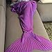 FEESHOW Handcrafted Crochet Knitting Mermaid Tail Blanket Sofa Blanket Soft Rug Sleeping Bag for Adult Teens, 80.3