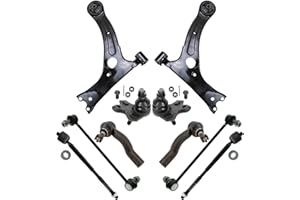 TRQ Front Steering & Suspension Kit Ball Joint Control Arm Sway Bar Stabilizer Link Tie Rod Compatible with 2005-2010 Scion tC