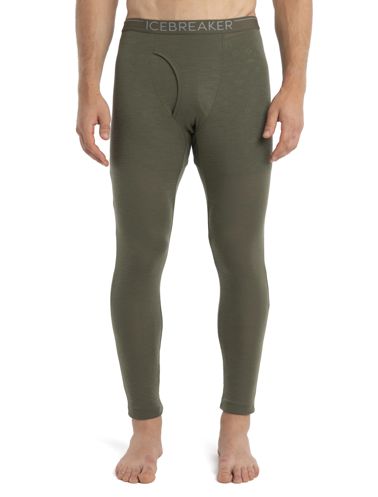 Icebreaker Merino Wool 175 Everyday Men’s Cold Weather Leggings with Fly – Thermal Underwear for Men with Contoured Slim Fit – 100% Merino Wool Base Layer – Premium Long Johns – Loden – Large
