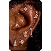 Krfy Sterling Silver Post Earrings for Women - Hypoallergenic 14K Gold Plated Cartilage Earrings Dainty Stud Hoop Dangle Chain Gold Plated Jewelry For Women