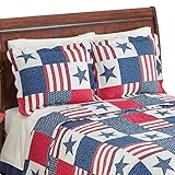 Collections Etc Patriotic Americana Stars and Stripes Red White Blue Pillow Sham