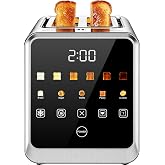 Toaster 2 Slice, Smart Touch Screen, 1.5-In Wide Slots, Digital Timer, 900W | Stainless Steel, Single Slice &amp; Bagel Modes, Memory, 5 Food Presets, 6 Browning Shades, Defrost/Reheat, Removable Crumb Tray