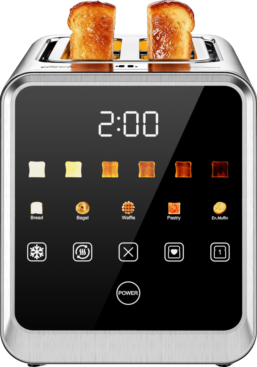 Photo 1 of **USED** Touch Screen Toaster 2-Slice with 1.5" Wide Slots & Memory Recall | 900W Stainless Steel Smart Digital Toasters | 6 Shade Settings for Bagels & Thick Bread