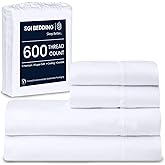 SGI bedding 100% Egyptian Cotton Sheets Queen Size – 600 Thread Count Sheets Set, Soft, Cooling, 16" Deep Pocket, Luxury Hotel Bedding, Breathable, Durable - White