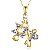 jiulegufa 925 Sterling Silver SGRho Necklace - SGRho Sorority Jewelry - Poodle Charm Necklace - Organization Gift - Sterling Silver Sisterhood Keepsake