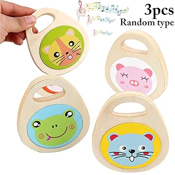 Coxeer 3PCS Musical Percussion Educational Toy for Kids Early Learning Hand Clapper Toy