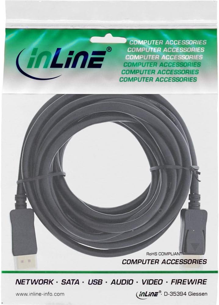 InLine® DisplayPort 1.4 Cable Active, 8K4K, Black, Gold-Plated Contacts, 7.5 m, black gold, 7,5 m - Image 3