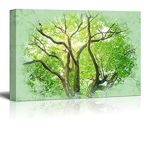 Canvas Print Landscape Wall Art - Fresh Green Camphor Tree - Gallery Wrap Modern Home Art | Ready to Hang -12x18 inches