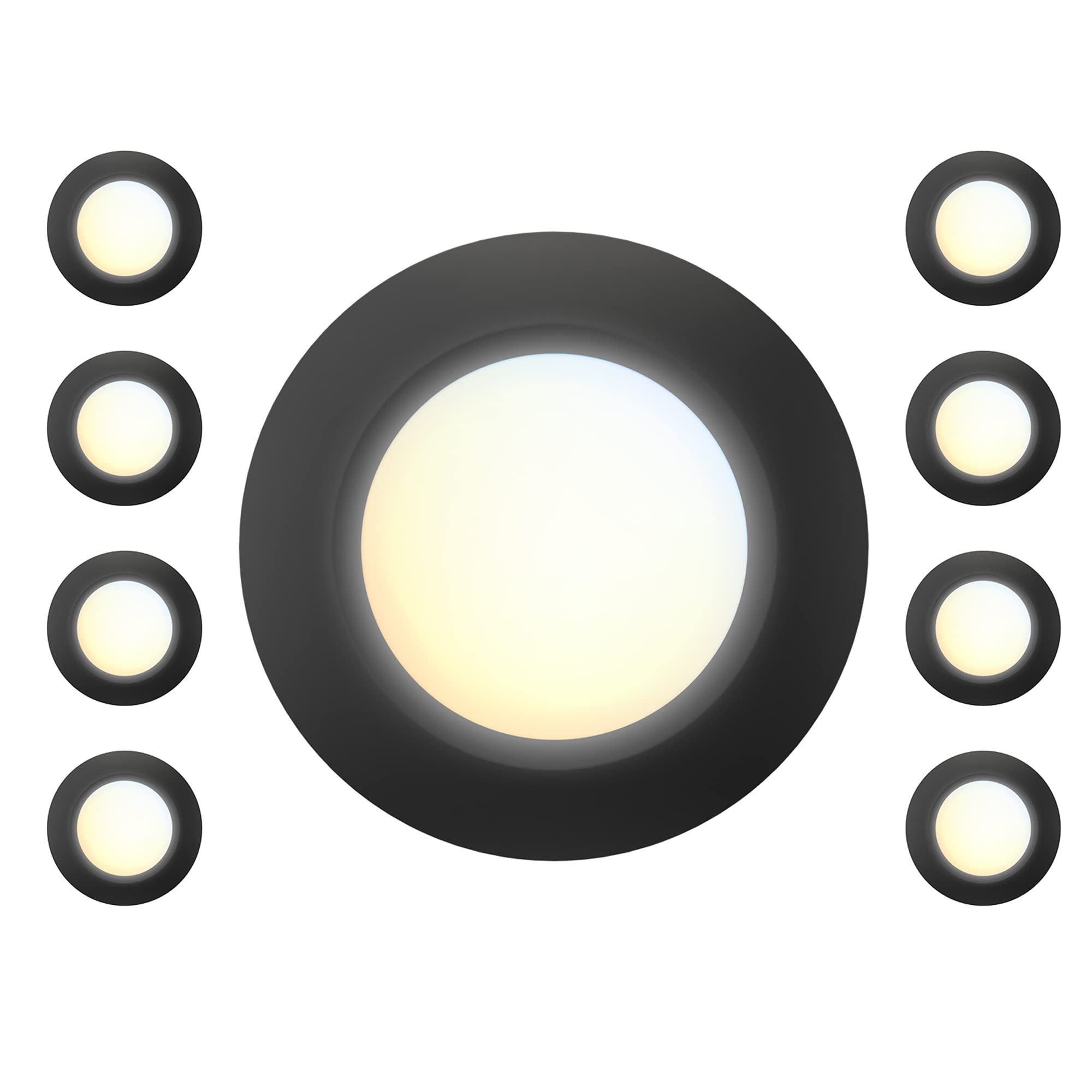 Photo 1 of JULLISON 8 Packs 6 Inch Black 5CCT Field Selectable LED Low Profile Recessed & Surface Mount Disk Light, Round, 15W, 920 Lumens, CRI80, 27K-30K-35K-40K-50K, Driverless, Dimmable, ETL & Wet Listed