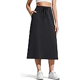 G4Free Smoofit A-Line Midi Skirts for Women Modal Soft Drawstring Maxi Skirt Long Casual Fall with 2 Pockets