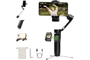 hohem iSteady V3 Ultra Gimbal Stabilizer for iPhone,Phone Gimbal with AI Tracking and Bi-Fill Light Built-in Extendable Rod & Tripod,Detachable Remote Control,Stabilizer for Video Recording (Black)