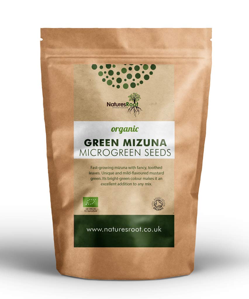 Nature’s Root Organic Green Mizuna Seeds 125g - Japanese Mustard | Sprouting Microgreens | Vegetable Seeds | Tasty Nutrition | Superfood Supplement