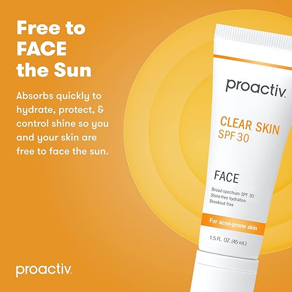 PROACTIV CLEAR SKIN FACE SUNSCREEN MOISTURIZER WITH SPF 30 – HYDRATING SPF LOTION AND SENSITIVE SKIN SUNSCREEN FOR OILY SKIN AND ACNE-PRONE SKIN, OIL FREE MATTE SKINCARE SUNSCREEN, 1.5OZ